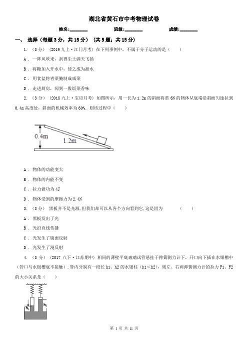 湖北省黄石市中考物理试卷