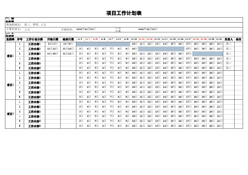 项目工作计划表模板