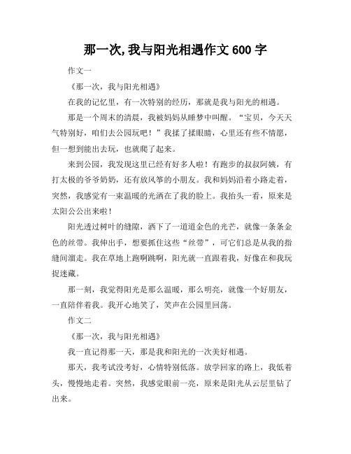 那一次,我与阳光相遇作文600字