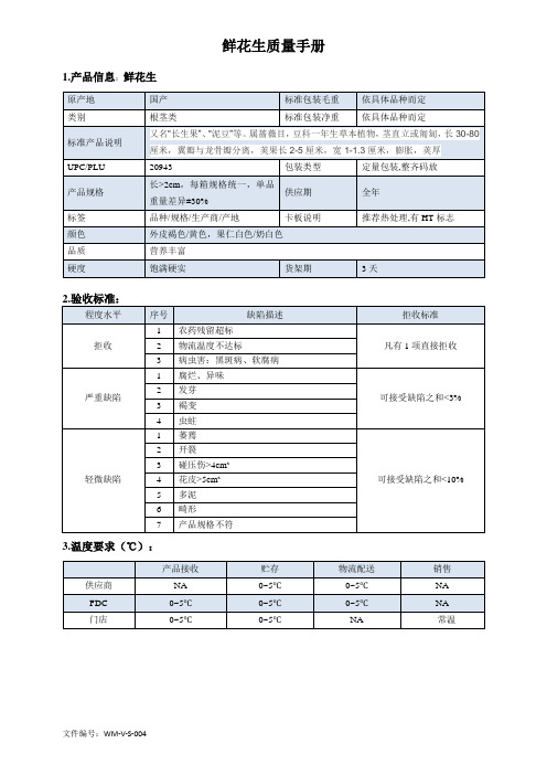 111quality manual Chinese鲜花生质量手册验收标准