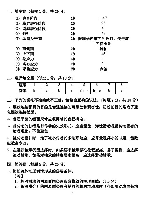 合工大2007级机械设计试卷A参考答案