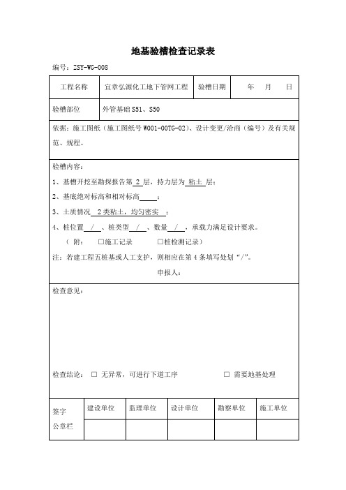 地基验槽检查记录表