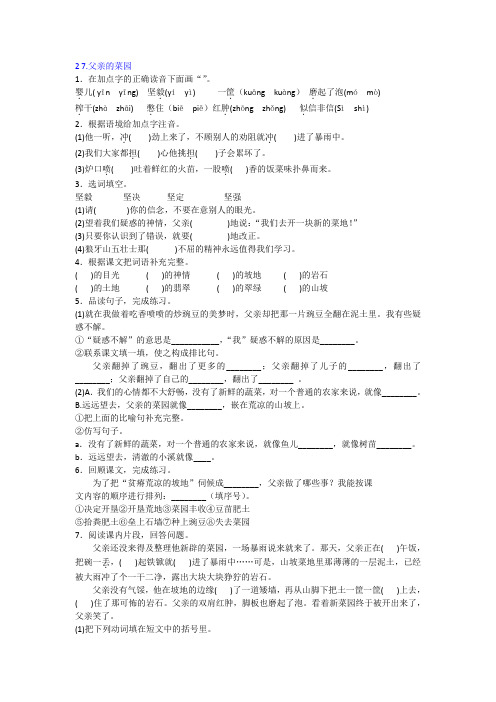 人教版语文四年级下册一课一练父亲的菜园