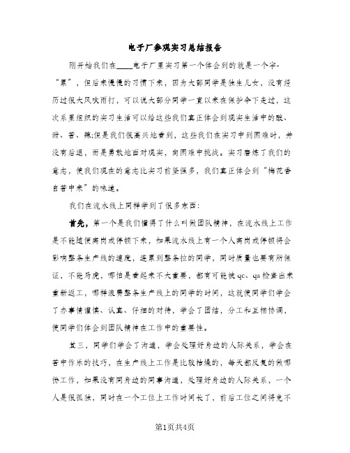 电子厂参观实习总结报告（2篇）