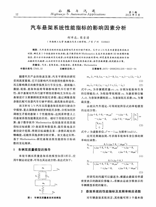 汽车悬架系统性能指标的影响因素分析