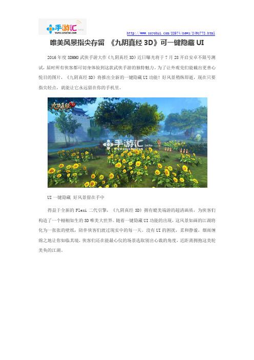 唯美风景指尖存留 《九阴真经3D》可一键隐藏UI