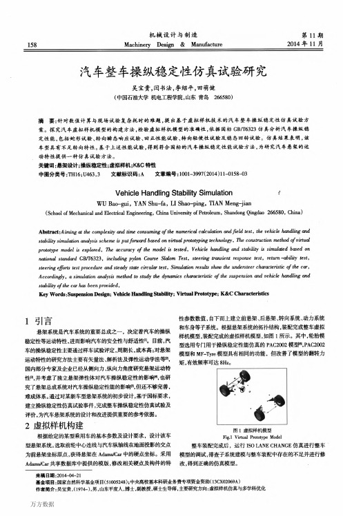 汽车整车操纵稳定性仿真试验研究