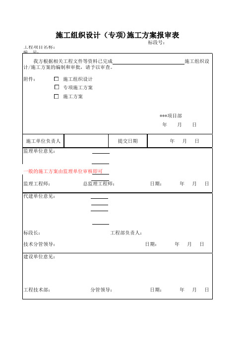 施工组织设计(专项)施工方案报审表