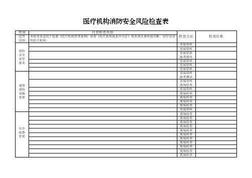 医疗机构消防安全风险检查表