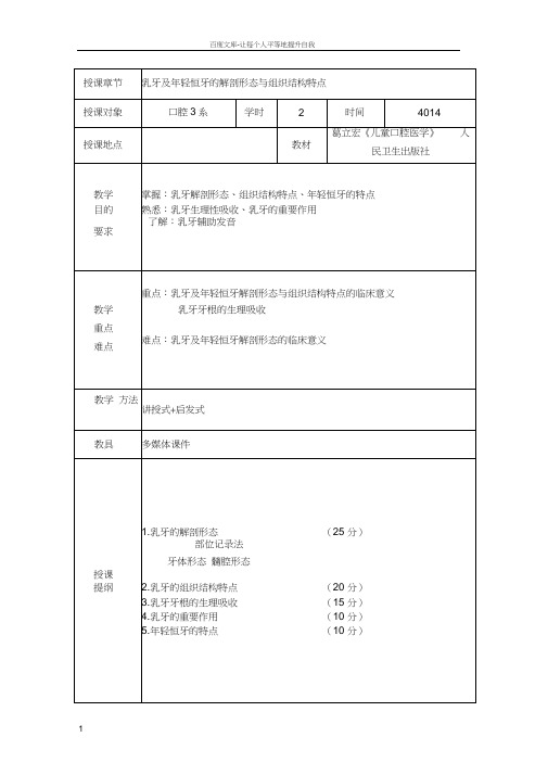 乳牙及年轻恒牙的解剖形态与组织结构特点