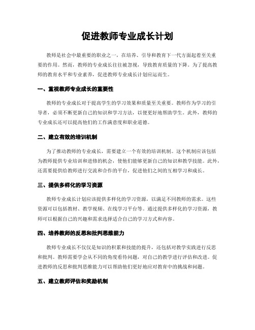 促进教师专业成长计划