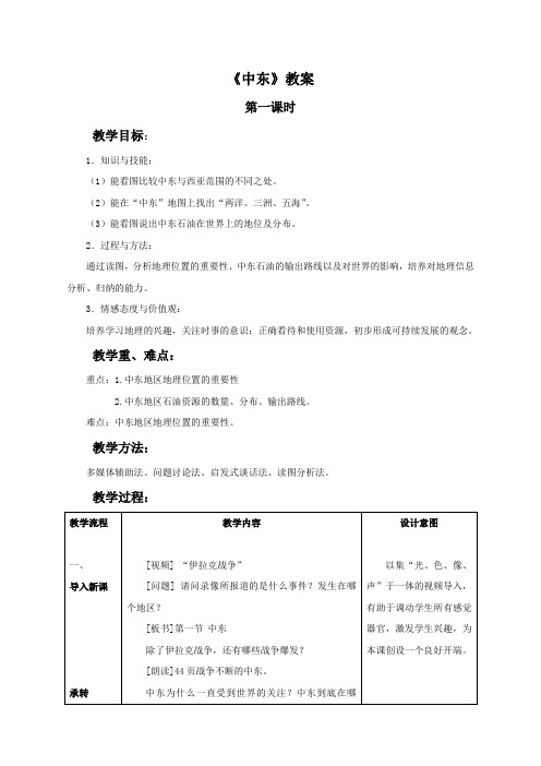 人教版七年级地理下册《中东》教案2