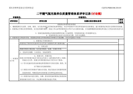 气瓶检验机构质量管理体系评审记录