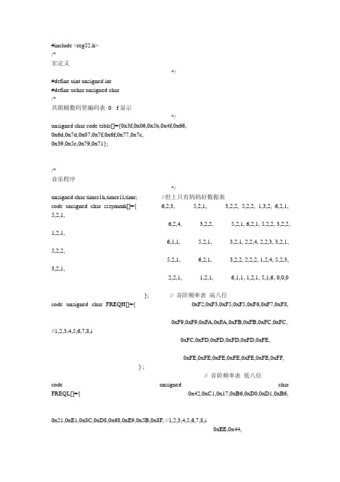 八路抢答器C语言程序(带音乐)完整版