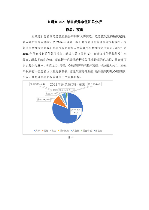 2021年血透室危急值质控分析 (夜雨)