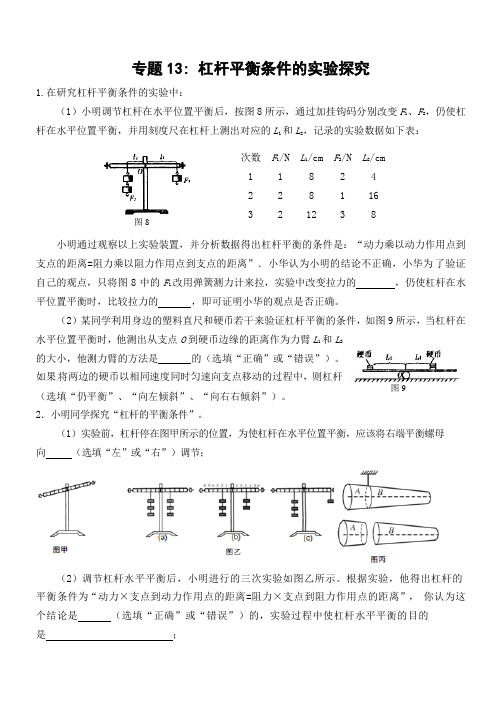 专题13 杠杆平衡条件的实验探究3