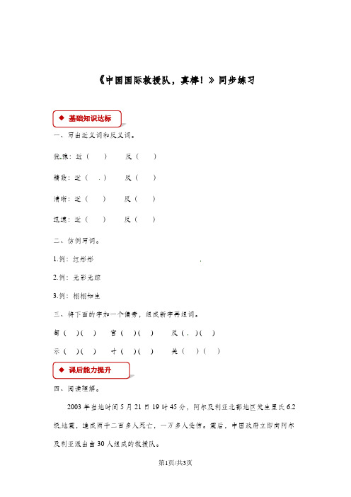 三年级下册语文同步练习28 中国国际救援队,真棒!∣人教新课标(有答案)