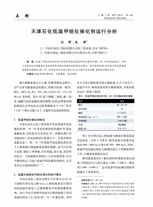 天津石化低温甲烷化催化剂运行分析