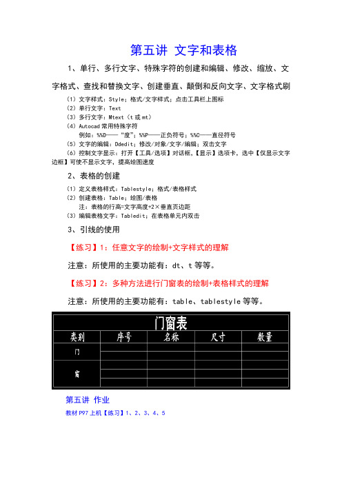 第五讲cad 文字和表格课程