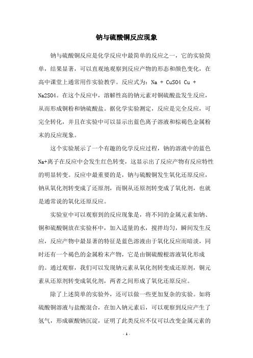 钠与硫酸铜反应现象