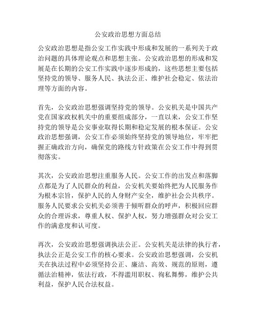 公安政治思想方面总结