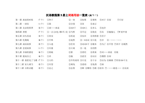 汉语教程第3册上词语用法一览表