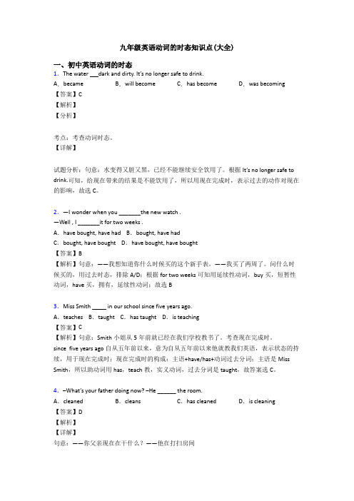 九年级英语动词的时态知识点(大全)