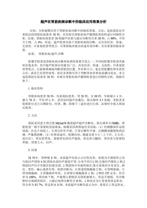 超声在肾脏疾病诊断中的临床应用效果分析