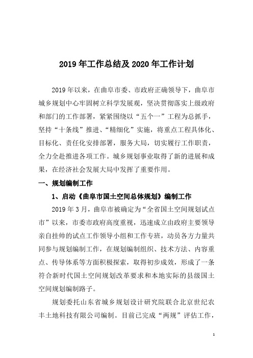 2019年工作总结及2020年工作计划