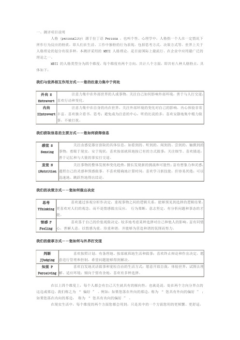 职业人格MBTI测评报告