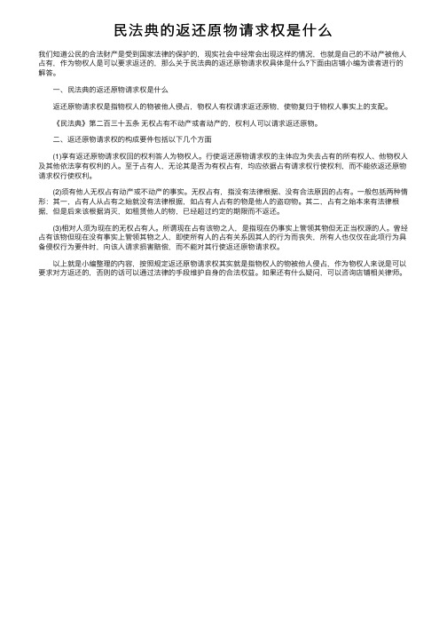 民法典的返还原物请求权是什么