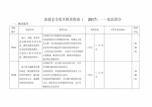 血液安全技术核查指南2017——血站部分