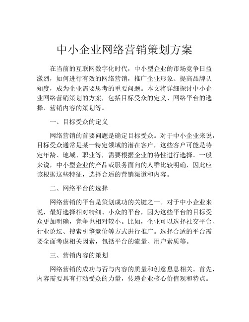 中小企业网络营销策划方案