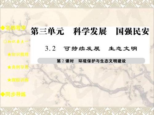 九年级政治全册第三单元科学发展国强民安3.2可持续发展生态文明(第2课时)课件粤教版