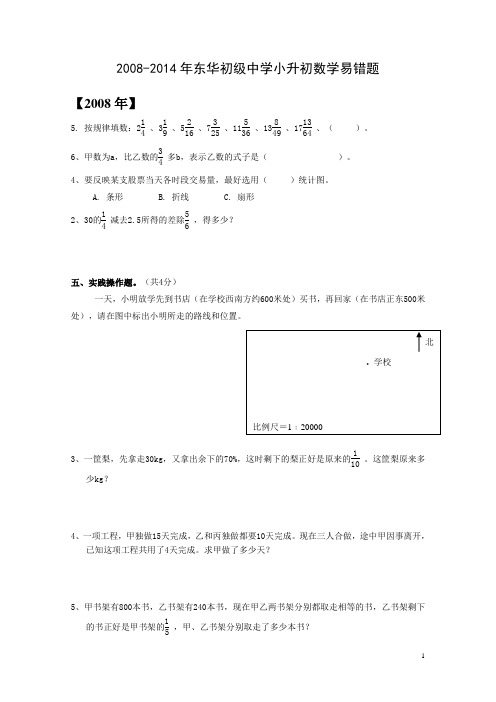 2008-2014年东华初级中学小升初数学易错题