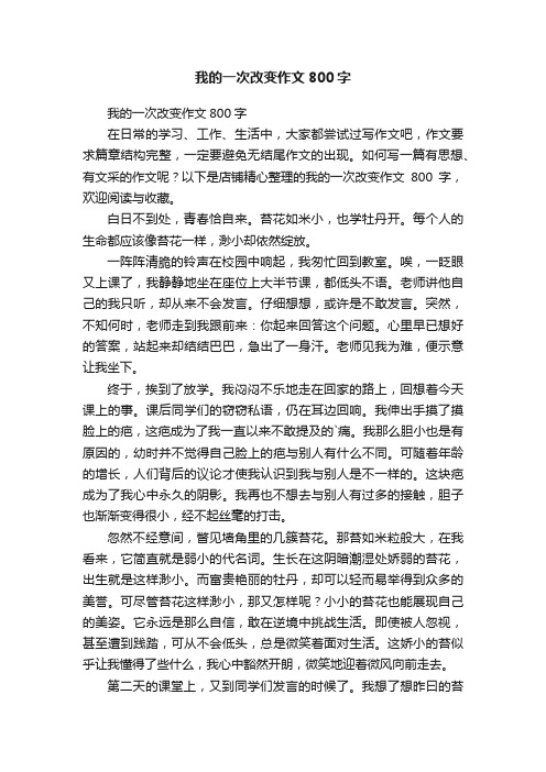 我的一次改变作文800字