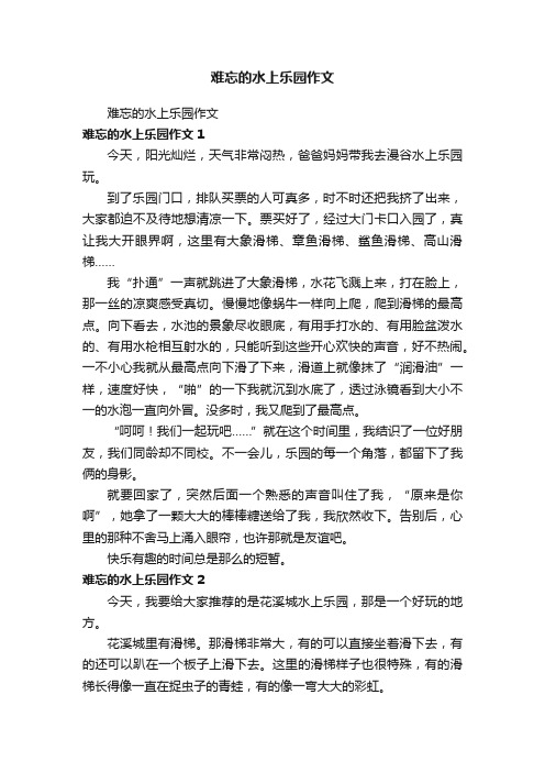 难忘的水上乐园作文