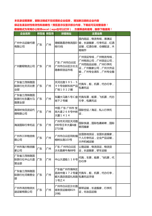 新版广东省广州行李托运工商企业公司商家名录名单联系方式大全71家