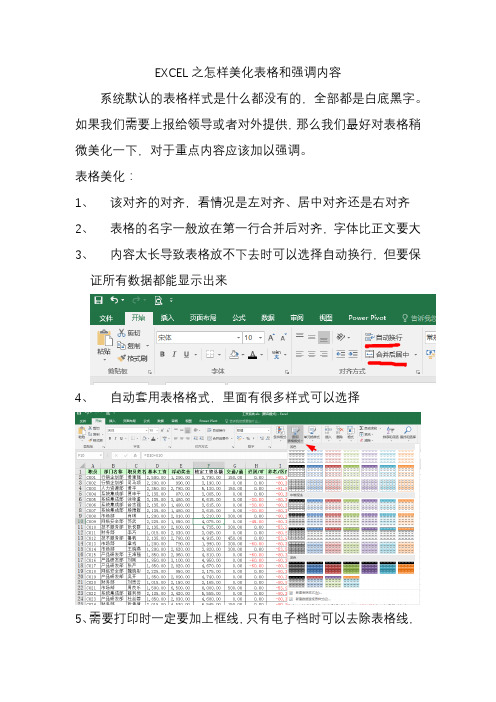 EXCEL之怎样美化表格和强调内容