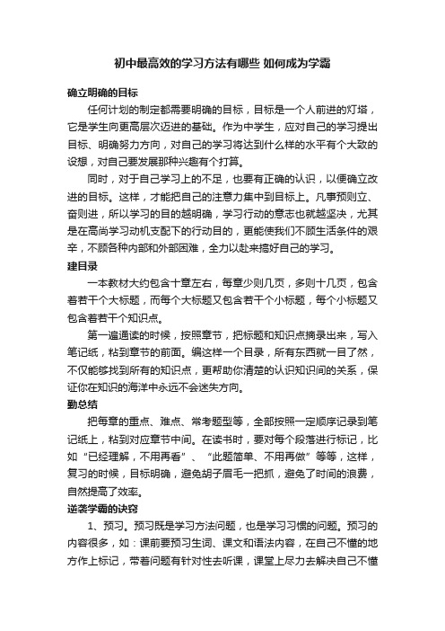 初中最高效的学习方法有哪些如何成为学霸