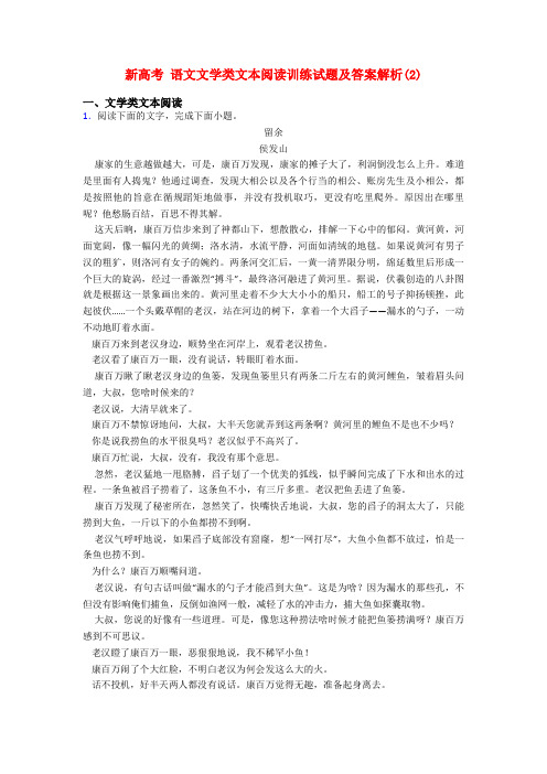 新高考 语文文学类文本阅读训练试题及答案解析(2)