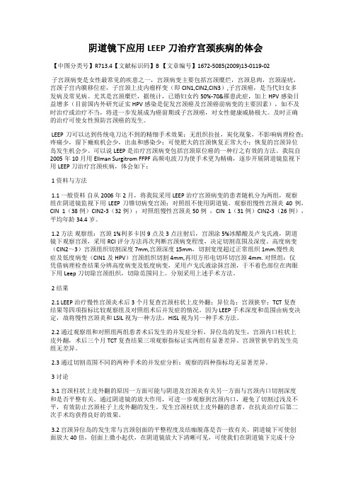 阴道镜下应用LEEP刀治疗宫颈疾病的体会