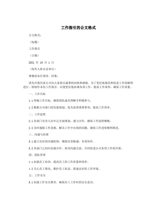 工作指引的公文格式