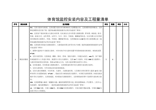 体育馆监控系统安装内容及工程量