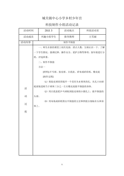 城关镇中心小学乡村少年宫科技  记录