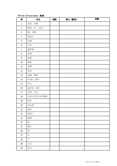 江苏七年级初一下册英语单词2020最新版(默写纸)