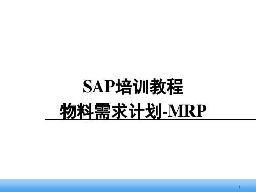 SAP MM标准培训课程(MRP理论知识)