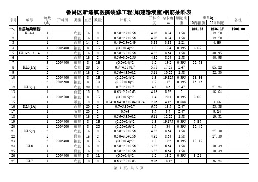 钢筋抽料表