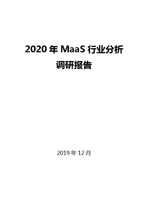 2020年MaaS行业分析调研报告