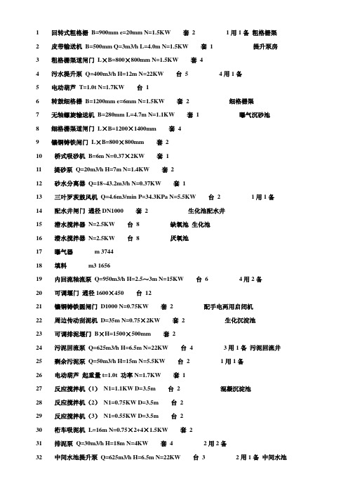 1回转式粗格栅B=900mme=20mmN=1.5KW套21用1备粗格解读